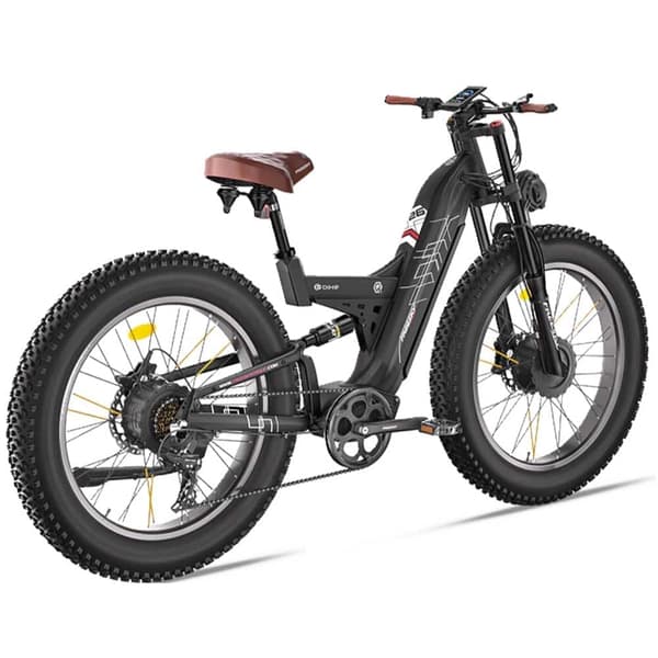 Freesky M530 26'' elcykel med dubbla motorer, 30Ah Samsung litiumbatteri, 2*1000W motorer, 7 hastigheter, hydrauliska bromsar, fullfjädrad elcykel