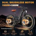 Miniatyrbild 5 av 11: Freesky M530 26'' elcykel med dubbla motorer, 30Ah Samsung litiumbatteri, 2*1000W motorer, 7 hastigheter, hydrauliska bromsar, fullfjädrad elcykel