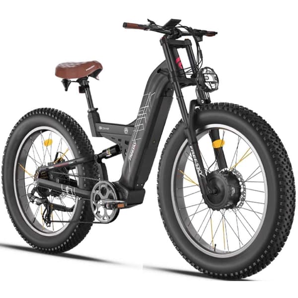 Freesky M530 26'' elcykel med dubbla motorer, 30Ah Samsung litiumbatteri, 2*1000W motorer, 7 hastigheter, hydrauliska bromsar, fullfjädrad elcykel