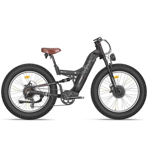 Freesky M530 26'' elcykel med dubbla motorer, 30Ah Samsung litiumbatteri, 2*1000W motorer, 7 hastigheter, hydrauliska bromsar, fullfjädrad elcykel
