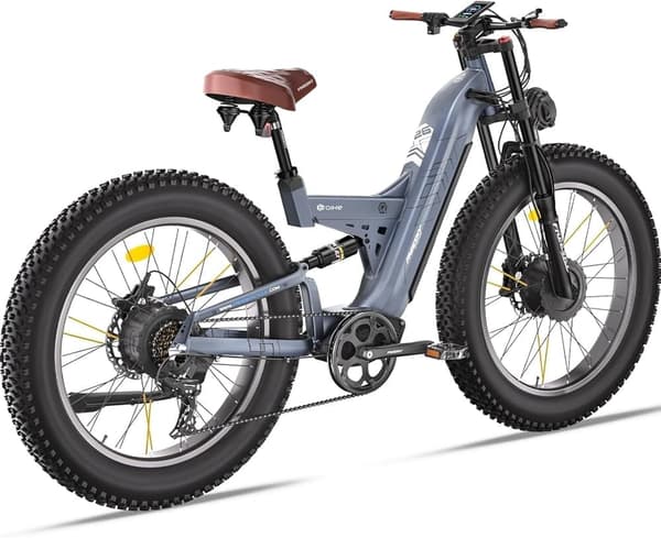 Freesky M530 26'' elcykel med dubbla motorer, 30Ah Samsung litiumbatteri, 2*1000W motorer, 7 hastigheter, hydrauliska bromsar, fullfjädrad elcykel