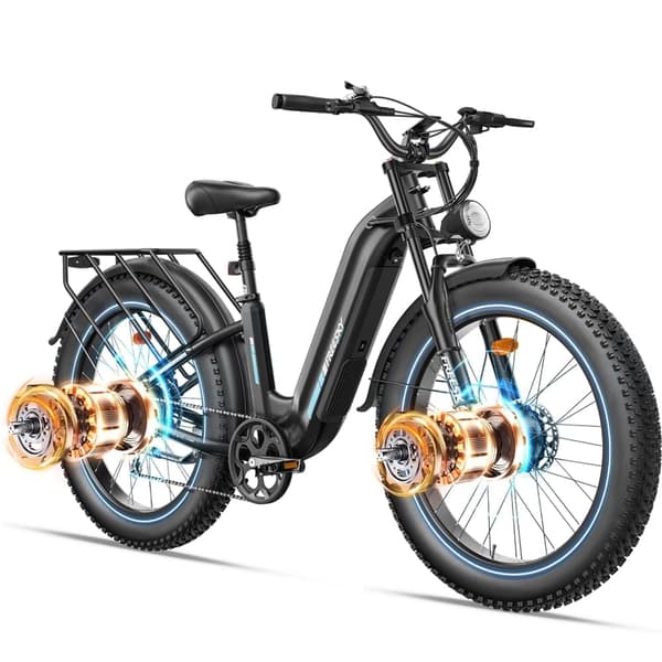 Freesky M540 Elcykel med fat tires, 2*500W motor, max 50 km/h, 23AH batteri, 26'' x 4 däck, SHIMANO 7 växlar