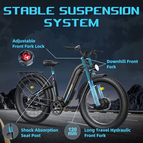 Freesky M540 Elcykel med fat tires, 2*500W motor, max 50 km/h, 23AH batteri, 26'' x 4 däck, SHIMANO 7 växlar