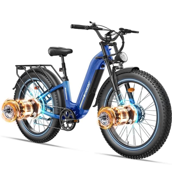 Freesky M540 Elcykel med fat tires, 2*500W motor, max 50 km/h, 23AH batteri, 26'' x 4 däck, SHIMANO 7 växlar
