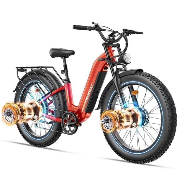Freesky M540 Elcykel med fat tires, 2*500W motor, max 50 km/h, 23AH batteri, 26'' x 4 däck, SHIMANO 7 växlar