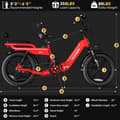 Miniatyrbild 5 av 8: TESWAY X5 heldämpad elcykel, 750W motor, 48V 30Ah batteri, 20 x 4,0'' däck, topphastighet 45 km/h, räckvidd 120 km (PAS), Shimano 7-växlad