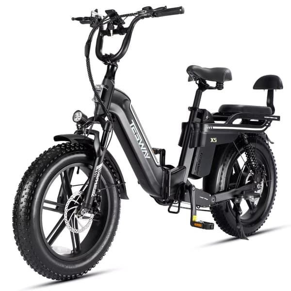 TESWAY X5 heldämpad elcykel, 750W motor, 48V 30Ah batteri, 20 x 4,0'' däck, topphastighet 45 km/h, räckvidd 120 km (PAS), Shimano 7-växlad