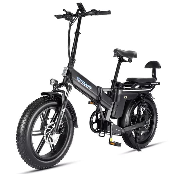 TESWAY-X7 hopfällbar elcykel, 500W/750W motor, maxhastighet upp till 45 km/h, 25Ah/30AH batteri som tillval, hydrauliska bromsar, Shimano 7-växlad