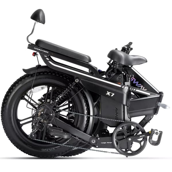 TESWAY-X7 hopfällbar elcykel, 500W/750W motor, maxhastighet upp till 45 km/h, 25Ah/30AH batteri som tillval, hydrauliska bromsar, Shimano 7-växlad