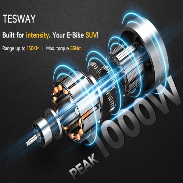 TESWAY-X7 hopfällbar elcykel, 500W/750W motor, maxhastighet upp till 45 km/h, 25Ah/30AH batteri som tillval, hydrauliska bromsar, Shimano 7-växlad