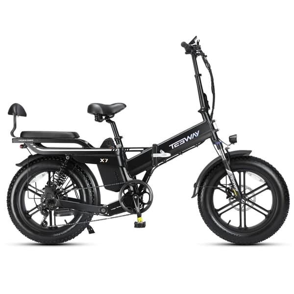 TESWAY-X7 hopfällbar elcykel, 500W/750W motor, maxhastighet upp till 45 km/h, 25Ah/30AH batteri som tillval, hydrauliska bromsar, Shimano 7-växlad