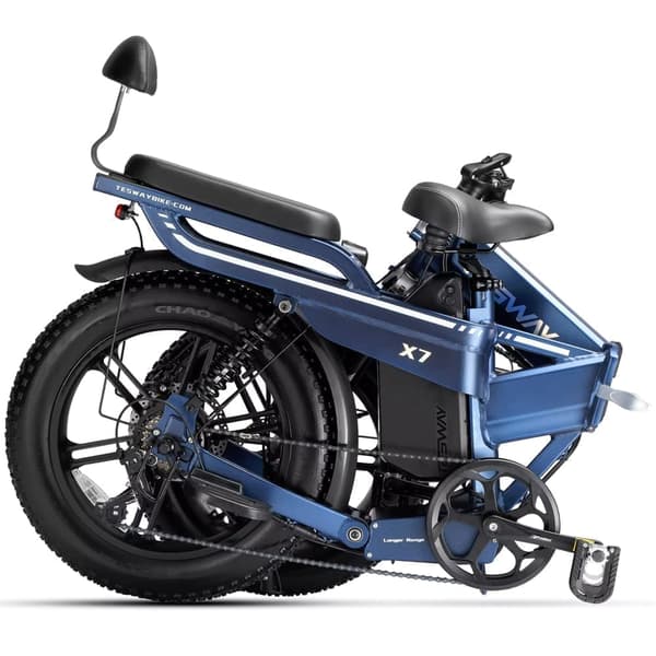 TESWAY-X7 hopfällbar elcykel, 500W/750W motor, maxhastighet upp till 45 km/h, 25Ah/30AH batteri som tillval, hydrauliska bromsar, Shimano 7-växlad