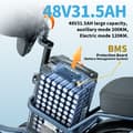 Miniatyrbild 3 av 10: BURCHDA U8 urban elcykel, 1 000 W motor, 31,5 Ah batteri —,Breda däck 20" x 4,0" —,Shimano 7 hastigheter