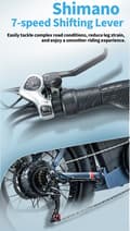 Miniatyrbild 9 av 10: BURCHDA U8 urban elcykel, 1 000 W motor, 31,5 Ah batteri —,Breda däck 20" x 4,0" —,Shimano 7 hastigheter