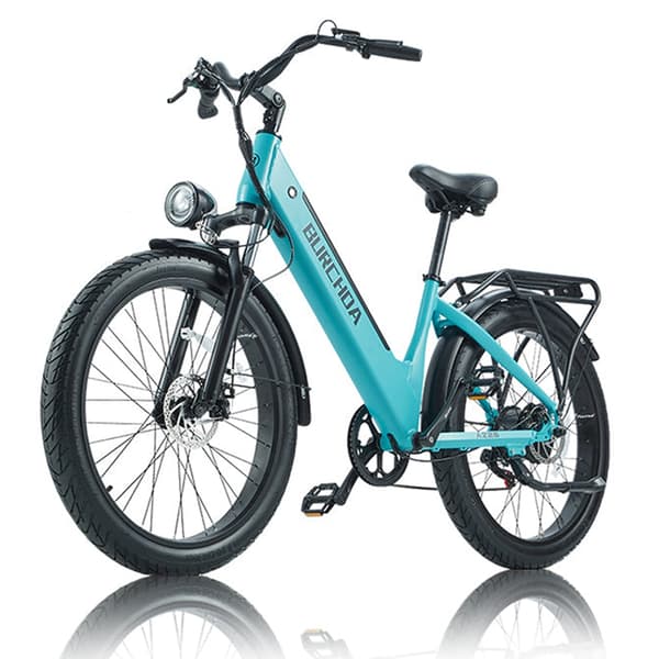 BURCHDA AZ26 elektrisk stadscykel för vuxna, 500W (kontinuerlig) 1000W (Peak) motor, 20AH batteri, 26'' * 3,0'' fettdäck, Shimano 7 Speed.