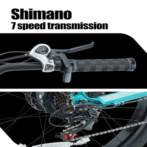 BURCHDA AZ26 elektrisk stadscykel för vuxna, 500W (kontinuerlig) 1000W (Peak) motor, 20AH batteri, 26'' * 3,0'' fettdäck, Shimano 7 Speed.