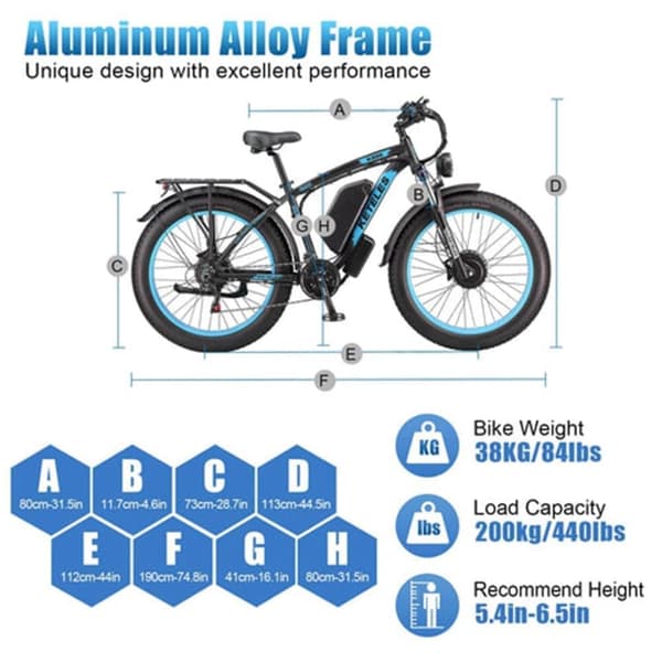 KETELES k800 elektrisk mountainbike för vuxen, utrustad med 2*1000W dubbla motorer, 48V 23AH Samsung batteri, 26*4,0 fat däck elektrisk terrängcykel.