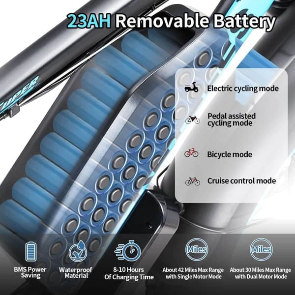 KETELES k800 vuxen 2000W elcykel med dubbla motorer, 23AH Samsung batteri, 26*4.0 fet däck elektrisk mountainbike.
