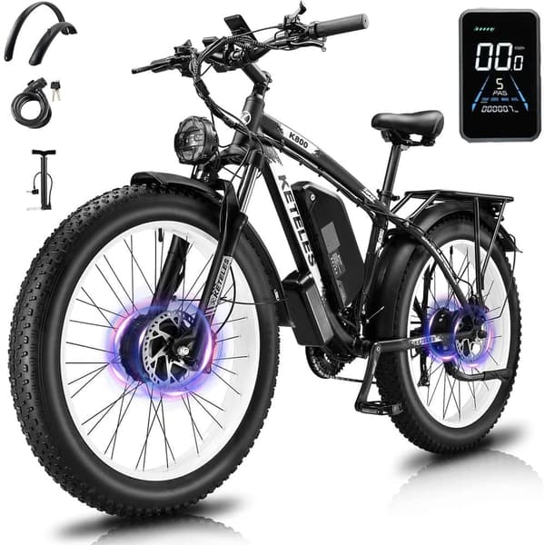 KETELES k800 vuxen 2000W elcykel med dubbla motorer, 23AH Samsung batteri, 26*4.0 fet däck elektrisk mountainbike.