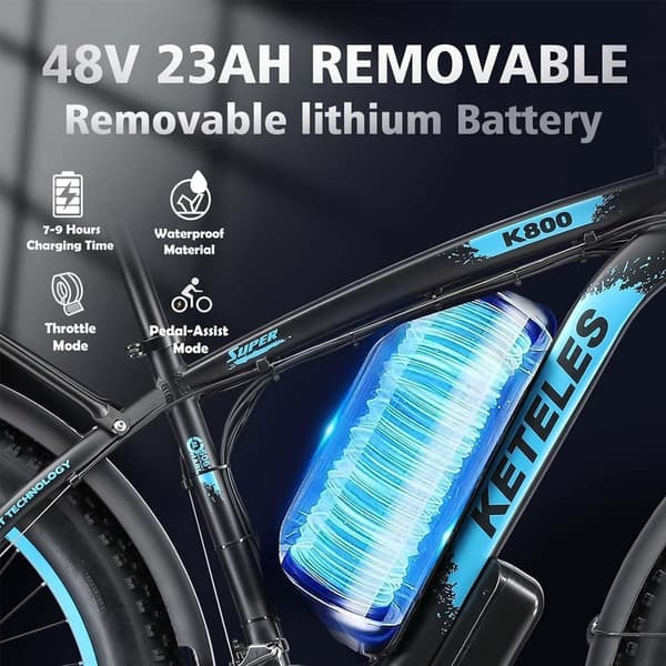 KETELES k800 vuxen 2000W elcykel med dubbla motorer, 23AH Samsung batteri, 26*4.0 fet däck elektrisk mountainbike.