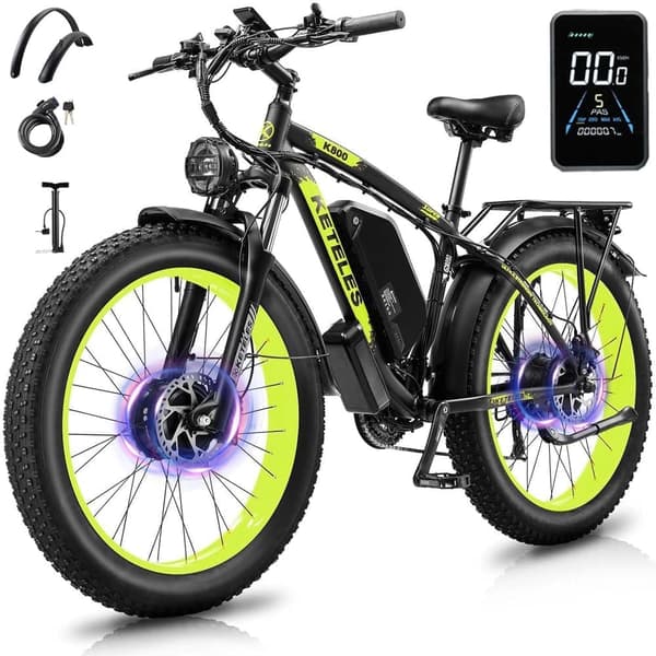 KETELES k800 vuxen 2000W elcykel med dubbla motorer, 23AH Samsung batteri, 26*4.0 fet däck elektrisk mountainbike.