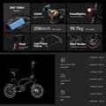 Miniatyrbillede 8 af 11: DYU D3F 14 tommer mini folde elcykel, 250W motor, 36V 10AH batteri, produktvægt 17KG.