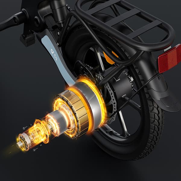 DYU C2 16-tums helt hopfällbar elcykel, ram i magnesiumlegering, 16*2,5-tums däck, 250W motor, 48V 7,5AH batteri.