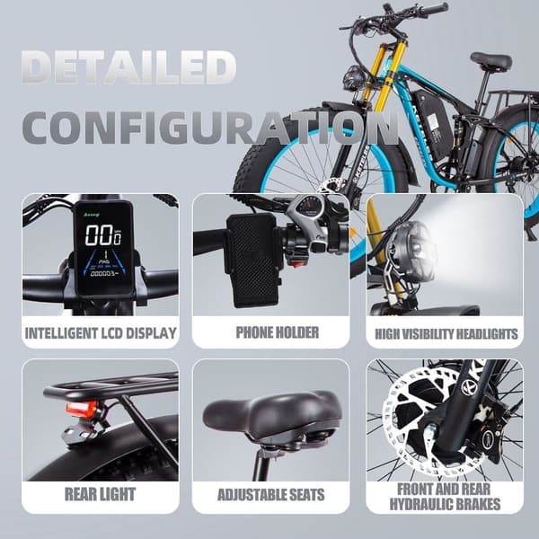 KETELES K800PRO Vuxen 2000W Elcykel, 23AH Samsung Batteri, Shimano 7 Speed, 26*4.0 Däck, Fullfjädrad Elektrisk Mountainbike.