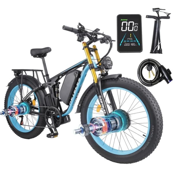 KETELES K800PRO Vuxen 2000W Elcykel, 23AH Samsung Batteri, Shimano 7 Speed, 26*4.0 Däck, Fullfjädrad Elektrisk Mountainbike.