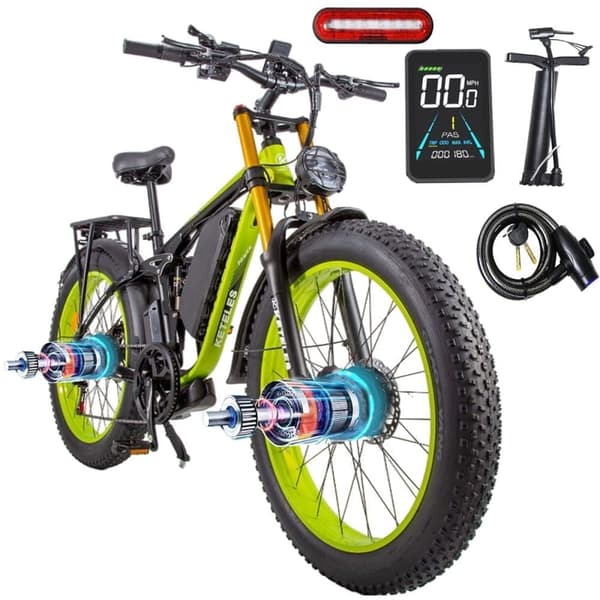 KETELES K800PRO Vuxen 2000W Elcykel, 23AH Samsung Batteri, Shimano 7 Speed, 26*4.0 Däck, Fullfjädrad Elektrisk Mountainbike.
