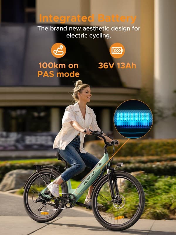 HillMiles MileCity1 City Elcykel: 250W motor, 50-100 km räckvidd, Shimano 7-växlad, momentsensor - Grå