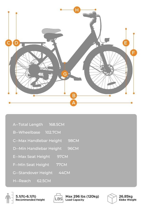 HillMiles MileCity1 City Elcykel: 250W motor, 50-100 km räckvidd, Shimano 7-växlad, momentsensor - Grå