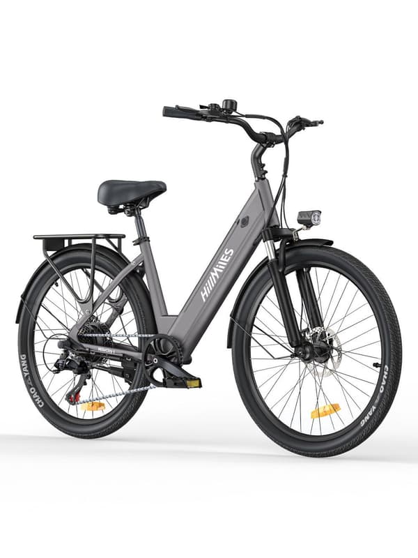 HillMiles MileCity1 City Elcykel: 250W motor, 50-100 km räckvidd, Shimano 7-växlad, momentsensor - Grå