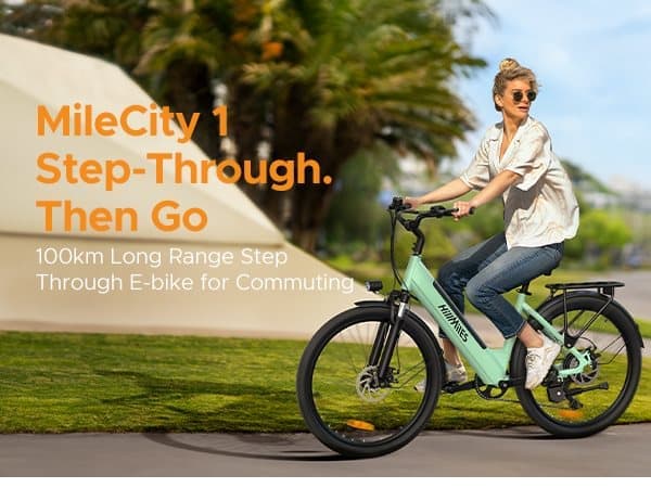 HillMiles MileCity1 Straddle Elcykel: 100 km PAS, 42 Nm, IP65, lämplig för stadspendling, Shimano