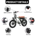 Miniatyrbild 8 av 11: KETELES KF8 1000W/2000W Vuxen City Elcykel, Samsung 23AH Batteri, 20*4,0 Fat Tire, Shimano 7 Speed, Hydraulic Oil Skivbroms.