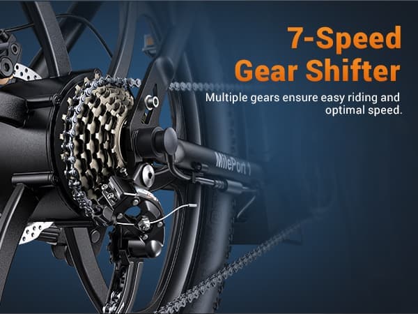 HILLMILES MilePort 1 Step-Over Elcykel: 250W Motor, 80-100 km PAS-räckvidd, 20"×3.0" Fat Tires, Shimano 7-växlad, IPX4 Vattentät