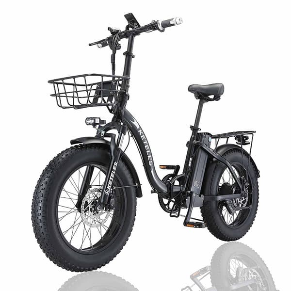 KETELES KF9 aikuisten kokoontaittuva kaupunkisähköpyörä, 2000W/26AH, 1000W/18AH/35AH lisävaruste, 7 vaihdetta, 20*4.0 rasvarengas. 1000w motor-18AH battery-black