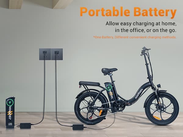 HILLMILES MilePort 1 Step-Over Elcykel: 250W Motor, 80-100 km PAS-räckvidd, 20"×3.0" Fat Tires, Shimano 7-växlad, IPX4 Vattentät