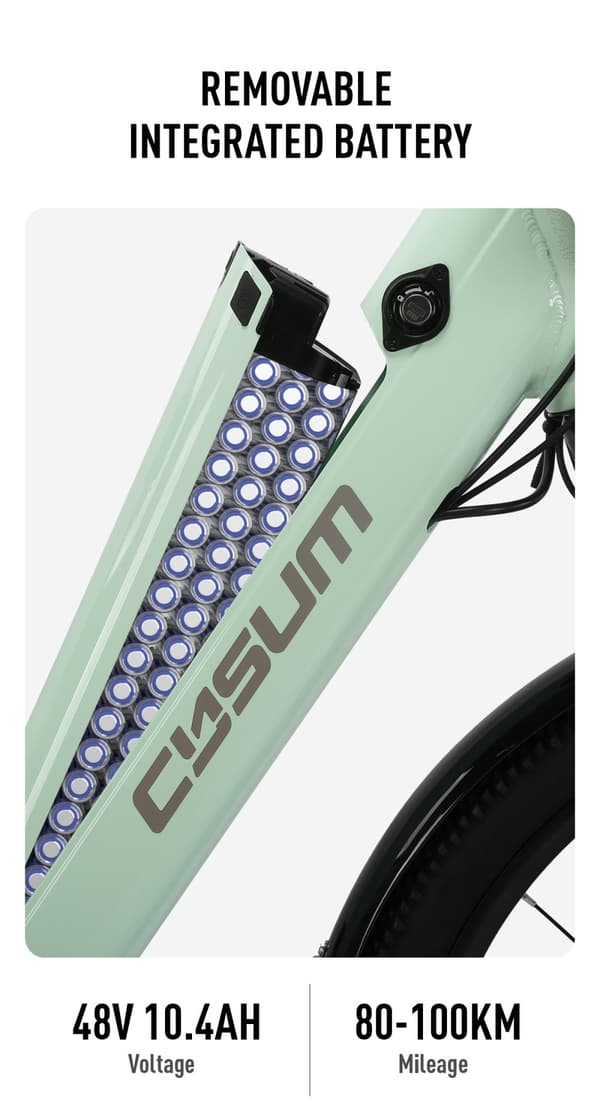 CYSUM X-City Electric Bike 250W Motor 48V 10.4Ah Batteri 26 Tums Däck City Cykel med Skivbroms Bra för pendling