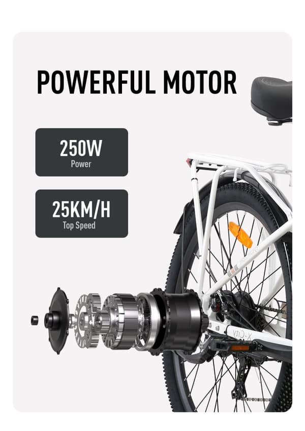 CYSUM X-City Electric Bike 250W Motor 48V 10.4Ah Batteri 26 Tums Däck City Cykel med Skivbroms Bra för pendling