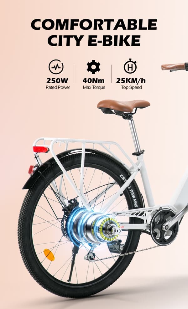 Cysum Cityrun elektrisk cykel 26 '' vuxna män kvinnor 250w motor 25 km / h elcykel med 36V 10Ah Li-batteri sportcykelfordon