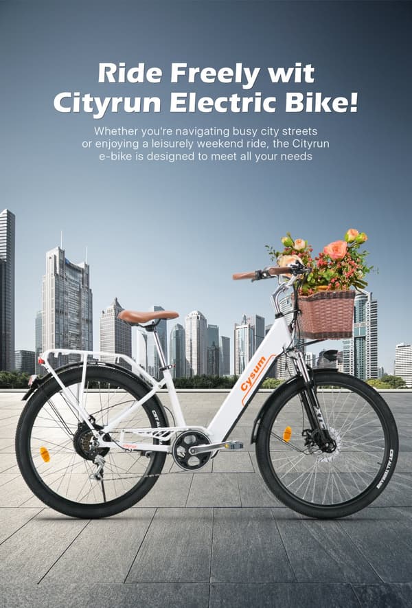 Cysum Cityrun elektrisk cykel 250w motor 25 km / h elcykel med 36V 10Ah Li-batteri sportcykelfordon 26 '' vuxna män kvinnor