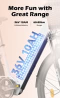 Miniatyrbild 6 av 11: Cysum Cityrun elektrisk cykel 250w motor 25 km / h elcykel med 36V 10Ah Li-batteri sportcykelfordon 26 '' vuxna män kvinnor