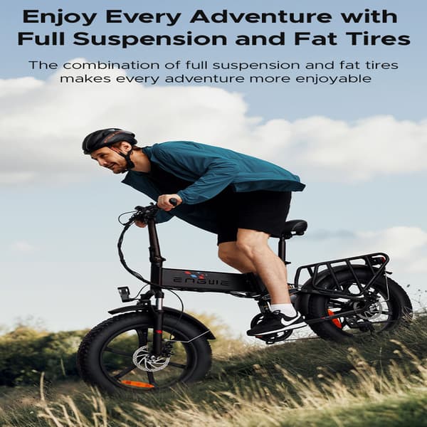 ENGWE Engine X vikbar elcykel för vuxna, 250W motor, 48V13Ah batteri, 20 x 4,0 breda däck, SHIMANO 7 växlar.