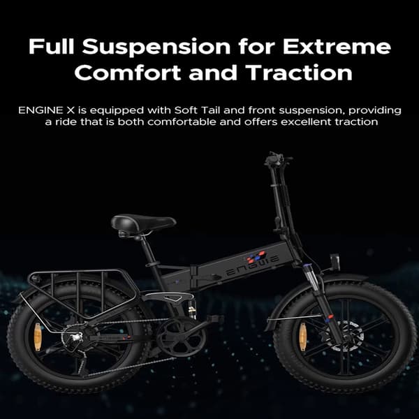 ENGWE Engine X vikbar elcykel för vuxna, 250W motor, 48V13Ah batteri, 20 x 4,0 breda däck, SHIMANO 7 växlar.