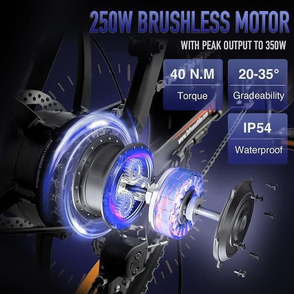 Fafrees F20 Elcykel för vuxna, 250W motor, 16Ah litiumbatteri, 20" * 3,0" däck.