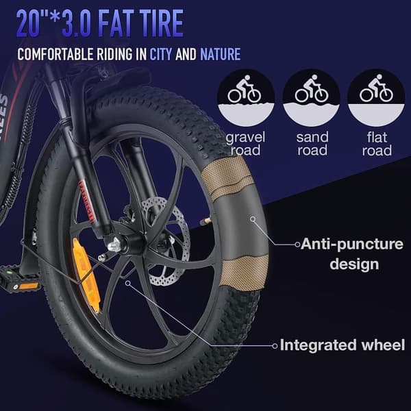 Fafrees F20 Elcykel för vuxna, 250W motor, 16Ah litiumbatteri, 20" * 3,0" däck.