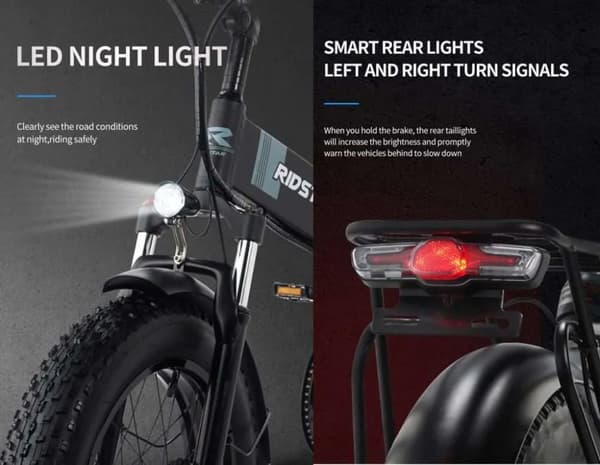 Ridstar H20PRO 20" hopfällbar elcykel: Dubbla 1000W-motorer, 48V 23Ah-batteri, hydrauliska bromsar och lätt pendlingsdesign