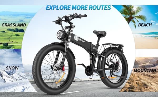 Ridstar H26PRO 26" Hopfällbar Elcykel: 1000W Motor, 48V 23Ah Batteri, Hydrauliska Bromsar & EU-lager