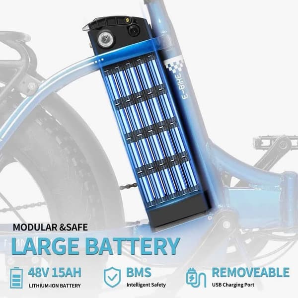 Ridstar MN-20 20" kokoontaitettava sähköpyörä: 1000W moottori, 48V 15Ah akku, magnesiumpyörät ja kaksoisjousitus